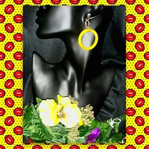 Women's Mustard Colored Rhinestone Hoop Drop Dangle Earrings